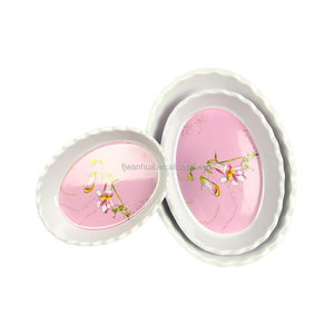 Plato hondo ovalado de melamina con lado ondulado para servicio de cena de restaurante de hotel con calcomanía personalizada - Product Image 5