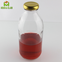 Fabricant 16oz bouteille en verre de boisson ronde 500ml bouteille de jus en verre 50cl boisson lait liquide contenant bouteille avec bouchon en métal