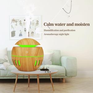 Mini humidificador USB para coche con efecto de iluminación hermoso, difusor de grano de madera de niebla fría con diseño sagrado - Product Image 5