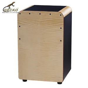 GECKO CL93 caixa de tambor Cajon instrumento de percussão em tamanho real corda de madeira de aço natural preto de bordo encaracolado - Product Image 1