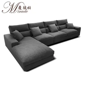 Miracle móveis de casa sala de estar em forma de l sofá de canto personalizado