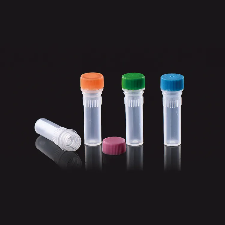 1ml high quality clear plastic test tubes cryovial tube cryogenic tube with different-color caps leak-proof