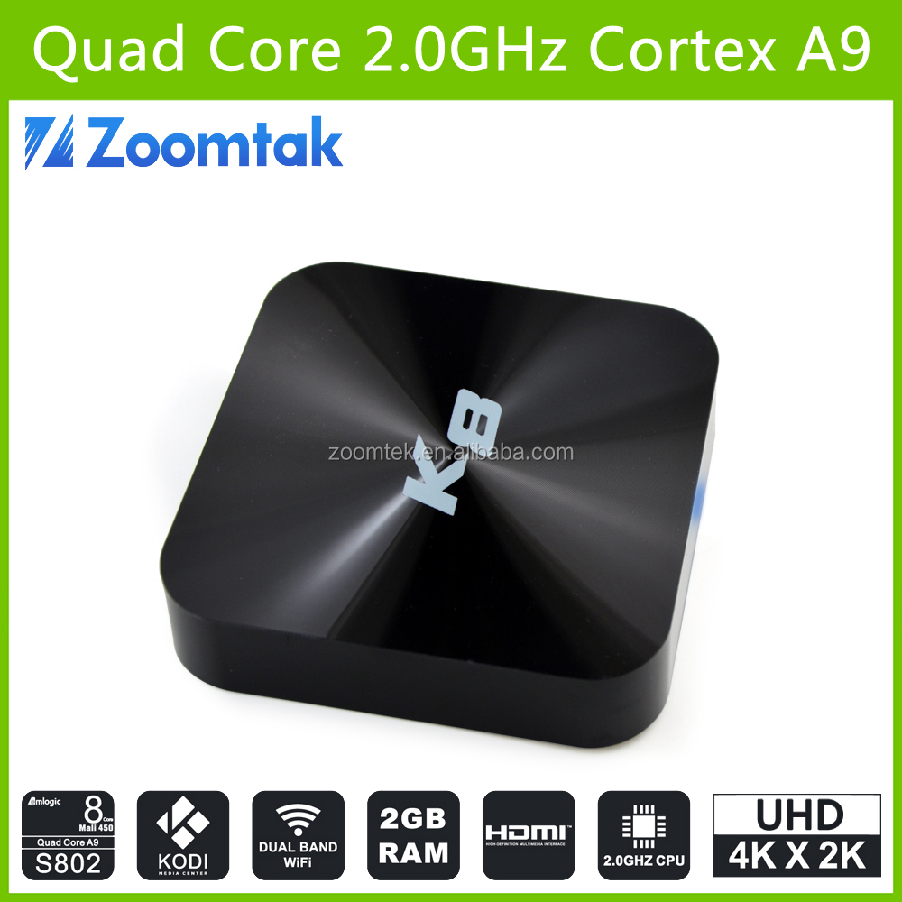Amlogic S802 quad core 4 K Android tv box con el más nuevo KODI 15.1 preinstalado