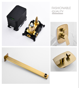 Luxury Brushed <strong>Gold</strong> <strong>Shower</strong> <strong>Head</strong> Concealed Square Rainfall <strong>Shower</strong> <strong>Head</strong> <strong>Shower</strong> System Set - Product Image 4