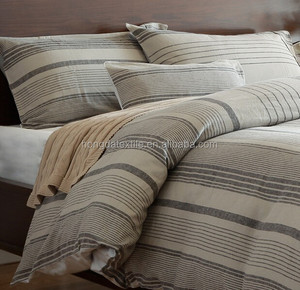 Ensemble <span class=keywords><strong>de</strong></span> literie en lin français rayé <span class=keywords><strong>vintage</strong></span> 100% lin, 3 pièces, lavé à la pierre, fil teint, drap housse, taie d'oreiller, housse <span class=keywords><strong>de</strong></span> <span class=keywords><strong>couette</strong></span> - Product Image 1