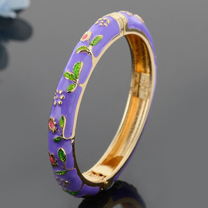 Fabrik preis Chinesische Cloi sonne Porzellan Pfingstrose Emaille Armband Armreif für Frauen in Zink legierung Schmuck - Product Image 5