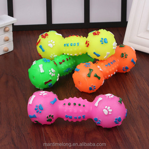 Renkli noktalı dambıl şekilli sıkmak gıcırtılı Faux kemik evcil köpek oyuncak - Product Image 1