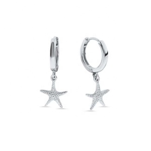LOZRUNVE gioielli bohémien 925 in <span class=keywords><strong>argento</strong></span> Sterling semplice <span class=keywords><strong>stella</strong></span> <span class=keywords><strong>marina</strong></span> Huggie <span class=keywords><strong>orecchini</strong></span> a cerchio fabbrica all'ingrosso - Product Image 4