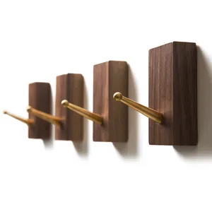 Ottone gancio di legno gancio <span class=keywords><strong>appendiabiti</strong></span> cremagliera per la <span class=keywords><strong>parete</strong></span> - Product Image 1