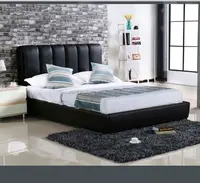 Modern Comfortable Hot Selling Home Furniture Bedroom Double Size Plywood PU Leather Bed Frame