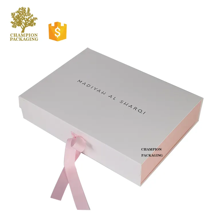 Высококачественная декоративная плоская упакованная Свадебная коробка для упаковки платьев и одежды с ленточной застежкой