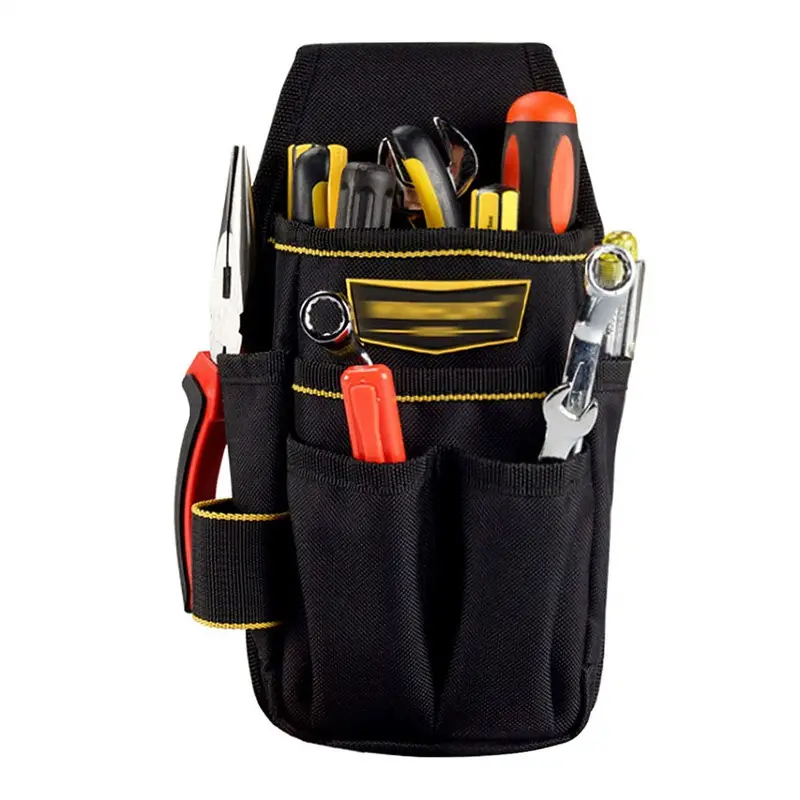 Multifunctional Electrician Tools Bag Oxford Canvas Waist Bag Belt Bag Wireman Worker Utility Pouch Black