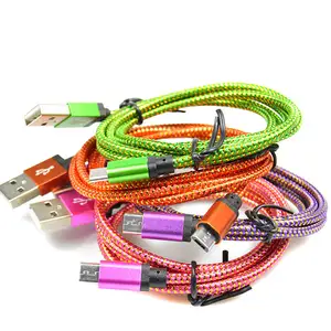 Cable micro USB de nailon para teléfono inteligente Android, cargador de 1m para sincronización de datos, para tableta y PC