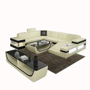 Canapé en cuir véritable en forme de <span class=keywords><strong>U</strong></span> de haute qualité pour salon italien moderne Fabriqué en Chine - Product Image 1