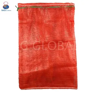 Borsa da imballaggio in plastica personalizzata per frutta e verdura 50*80cm colore rosso per patate con maglia di cipolla borsa tubolare a rete leno per cipolle