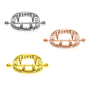 VRIUA Thép Phẫu Thuật 316L Vàng Bạc Ma Cà Rồng Răng Nữ Núm Vú Piercing Núm Vú Nhẫn Hấp Dẫn Thân Mật Piercing