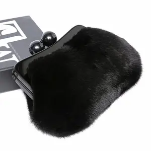 Top selling luxury high-end banquet women wallet mink fur purse