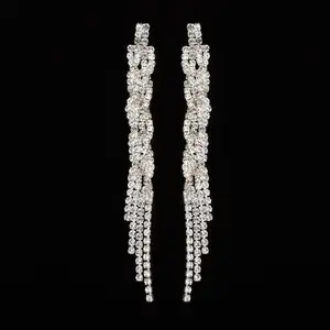 Vrouwen Lange Oorbellen Met Strass Opknoping 2019 Trendy Luxe Crystal Dangle Earing Mode-sieraden