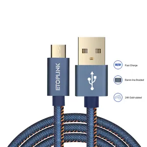 OEM Ponsel Kabel Denim USB Berlapis Emas Steker Cepat Pengisian USB Tipe C Kabel untuk Pasangan 20 pro S9 S8 S7 J8 J7