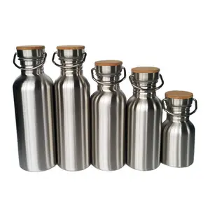 Wholesale bycicle outdoor water bottle-Outdoor Stainless Steel Sports Water Bottle with 10 Different Lids Great for Travel