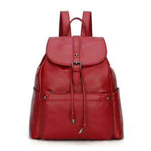 Donne luminoso <span class=keywords><strong>rosso</strong></span> morbido cuoio dell'unità di elaborazione <span class=keywords><strong>zaino</strong></span> alla moda <span class=keywords><strong>zaino</strong></span> in viaggio o sacchetto di scuola - Product Image 1