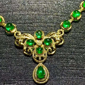 Egitto da sposa di cerimonia nuziale dei monili della pietra preziosa 18k oro Del Sud Africa diamante 5.1ct naturale vivido verde smeraldo del pendente della collana - Product Image 2