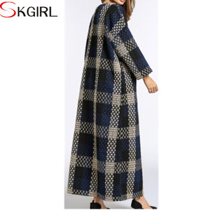 2022 <span class=keywords><strong>abiti</strong></span> islamici oem abbigliamento arabo da donna o collo manica lunga plaid musulmano autunno inverno abaya progetta abito - Product Image 3