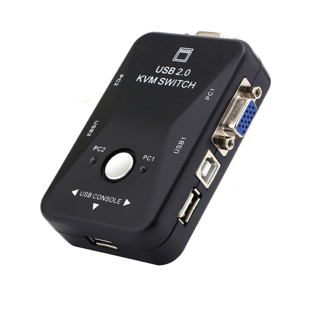 2 порта USB VGA KVM переключатель коробка без кабелей для компьютера ПК МОНИТОР клавиатура мышь