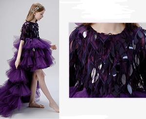 Năm 2019 Thời Trang Màu Tím Đuôi Cá Công Chúa Bé Gái Đầm Dự Tiệc Chất Liệu Ren Lông Tơ Thanh Lịch Ban Đầu Mới Nhất Trẻ Em Đầm Dự Tiệc - Product Image 2