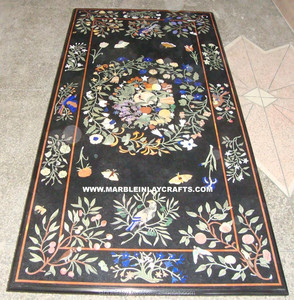 Ấn Độ phong cách Handmade đẹp thiết kế cổ sang trọng Mô hình màu đen đá cẩm thạch hấp dẫn thiết kế làm bằng tay làm việc Inlay bảng ăn uống - Product Image 1