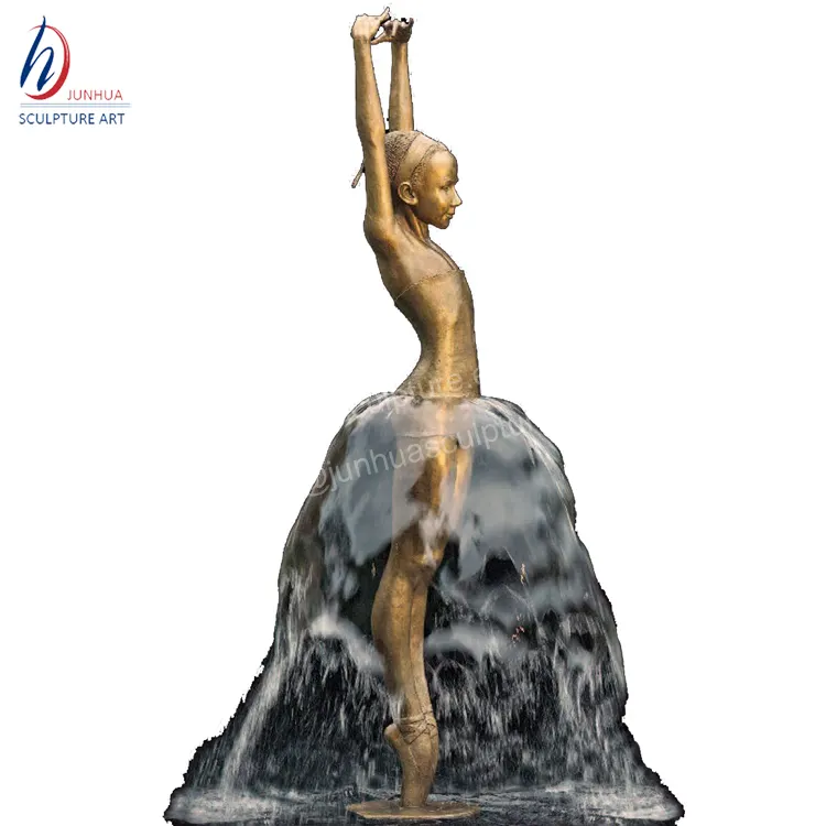 Красивая металлическая танцевальная бронзовая балетная статуя фонтана в натуральную величину