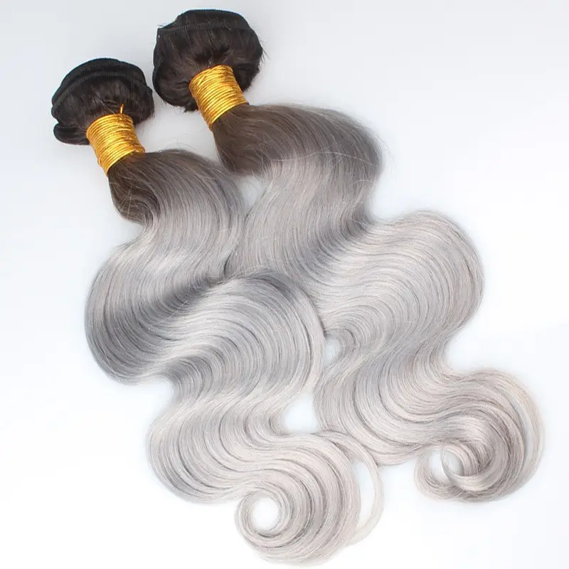 New fashionable hair top quality can be dyed & bleached human hair gray hair weave/wig popular in US,UK