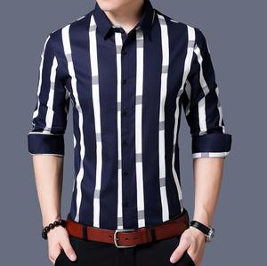 Nuovo di alta qualità in puro cotone manica lunga moda <span class=keywords><strong>Slim</strong></span> <span class=keywords><strong>Fit</strong></span> <span class=keywords><strong>camicia</strong></span> stampata per gli uomini - Product Image 3