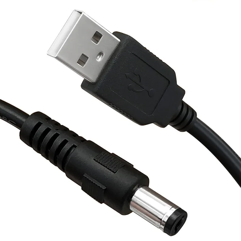 Rendah Tegangan Output 5 V Hitam PVC Pengisian USB Ke DC Power Kabel