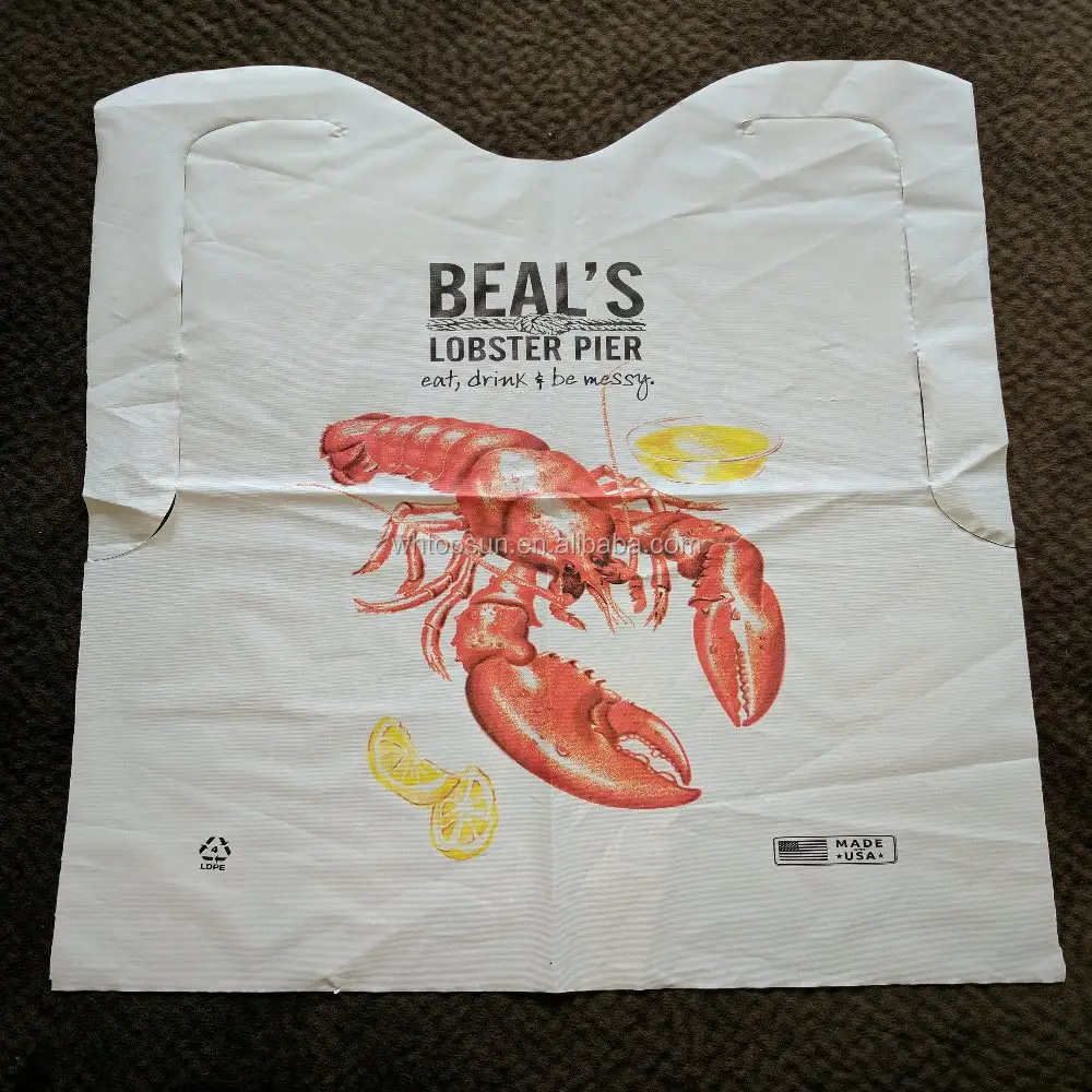 Wholesale Seafood Disposable Lobster Bibs With Neck Ties