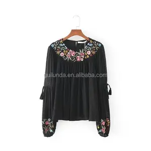 Moda elegante diseños precio al por mayor elegante damas floral tops