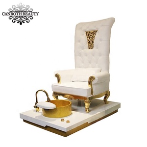 Fauteuil de pédicure sans tuyauterie <span class=keywords><strong>avec</strong></span> dossier haut doré, fonction bain à jets magnétiques, siège et dossier réglables, pour salon et <span class=keywords><strong>spa</strong></span>, modèle CB-FP007 - Product Image 4