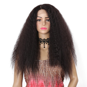 Parrucca Sintetica Resistente al Calore con Frontale in Pizzo per Donne, Stile Liscio Crespo e Riccio, Colore Naturale - Product Image 1