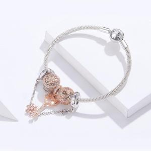 Nuovo Arrivo In Oro Rosa di Colore Originale Braccialetti di Fascino per Le Donne del Fiore della Margherita di Amore Del Pendente di Fascini Chiave Solido Gioielli In Argento 925 - Product Image 4