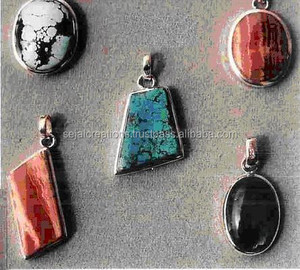 Colgantes de Plata de Ley 925 DE LA India, joyería al por mayor con dijes de piedra para regalos, diseño de número de patrón único - Product Image 1