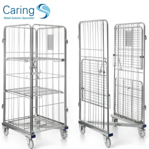 Foldable Collapsible Roll Cage Trolley For Laundry Room