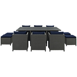 Set da Pranzo da <span class=keywords><strong>Esterno</strong></span> in Rattan da 11 Pezzi, Set di <span class=keywords><strong>Mobili</strong></span> da Giardino in <span class=keywords><strong>Vimini</strong></span> con Struttura in Ferro e Tessuto per Esterni - Product Image 5