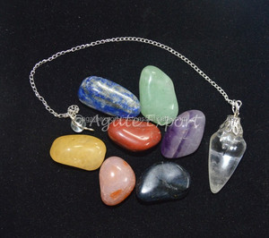 Kit de Chakra al por mayor con cristales de piedra semipreciosa péndulo péndulos de Chakra Premium elaborados para lecturas mejoradas - Product Image 1