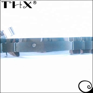 Fashion Single Mother Stone Inlay Free Laser Engrave <strong>Your</strong> Own <strong>Name</strong>/Logo Tungsten Bar Bracelet - Product Image 4