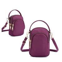 Tas selempang kanvas berlapis poliester wanita dompet panjang penutup ritsleting dekorasi huruf dompet Bahu Messenger