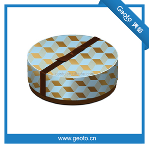 Modelo redondo rejilla papel impreso caja de regalo de chocolate personalizado praliné caja de papel con ahogan cinta - Product Image 3