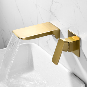 A parete Oro Spazzolato Singola Maniglia Bagno Miscelatore Del Bacino Rubinetto - Product Image 1