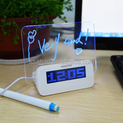 Романтические флуоресцентные USB-часы DIHAO, электронные светящиеся часы-будильник с 4 USB-портами