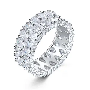 Full Water Drop Pattern White Cubic Zircon Rings for Women Crystal Rhinestone Ring Fashion Jewelry US SIZE 6~9