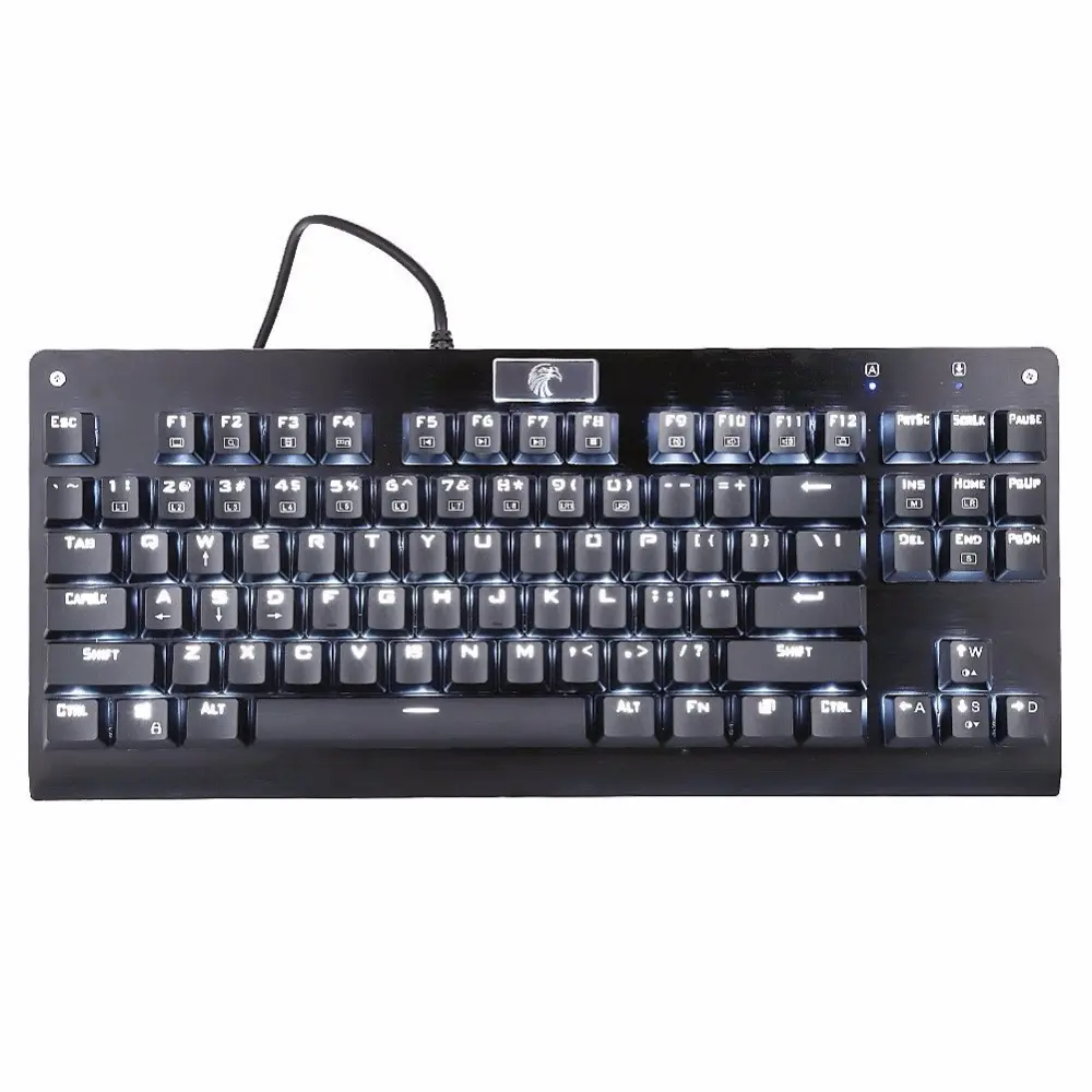 Tenkeyless B AcklitสีขาวChroma Dimmable TenkeylessวิศวกรรมGaming K Eyboard 87คีย์ป้องกันGhostingสีฟ้าสวิทช์